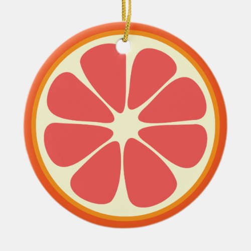 Ruby Red Grapefruit Juicy Sweet Citrus Fruit Slice Ceramic Ornament