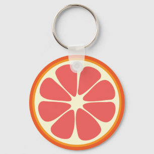 Ruby Red Grapefruit Juicy Sweet Citrus Fruit Slice Keychain