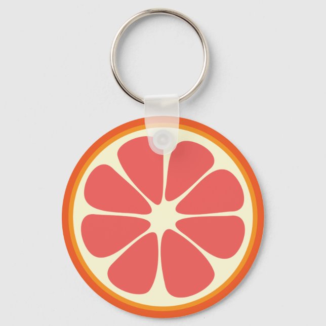 Ruby Red Grapefruit Juicy Sweet Citrus Fruit Slice Keychain (Front)