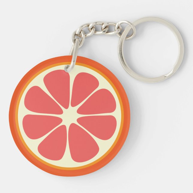 Ruby Red Grapefruit Juicy Sweet Citrus Fruit Slice Keychain (Back)