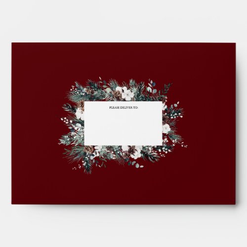 Ruby Red Greenery Vintage Christmas Mailing Envelope