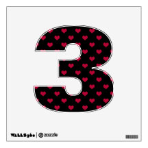 Ruby Red Hearts Number Three 3