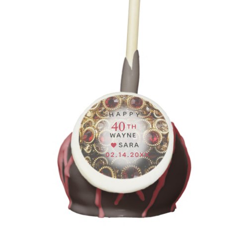 Ruby Red Jeweled 40th Wedding Anniversary Cake Pops