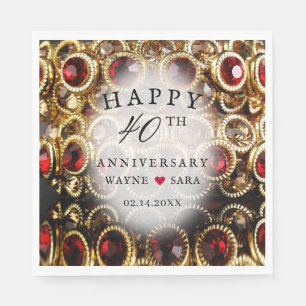 Ruby Red Jeweled 40th Wedding Anniversary Napkins