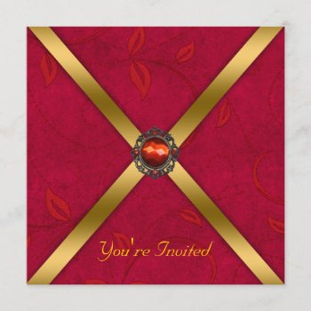 Ruby Red Jeweled Party Invitation by sagart1952 at Zazzle