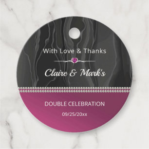 Ruby Red Joint Birthday Black Silk Gift Favor Tags
