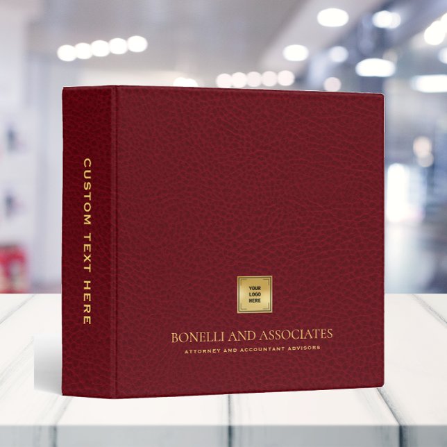 Ruby Red Leather Professional LOGO PRESENTATION 3 Ring Binder (Creator Uploaded)