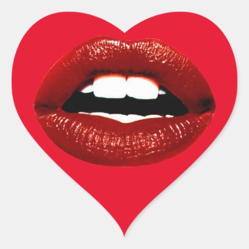 Ruby Red Lips Heart Sticker