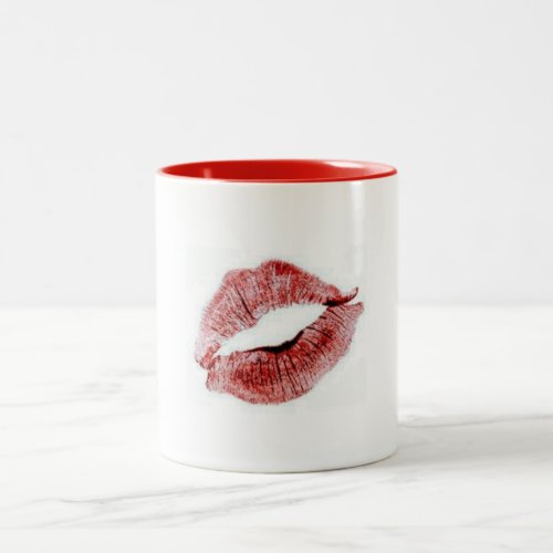 RUBY RED LIPS ON COFFEE MUG GREAT GIFT