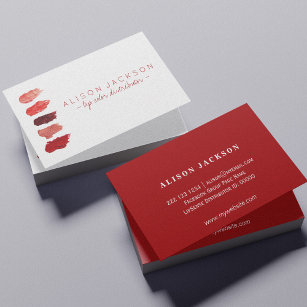 Ruby red lipstick swatches lip color distributor business card