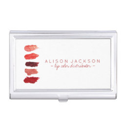 Ruby red lipstick swatches lip color distributor business card case