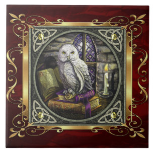 Ruby Red Medieval Witchcraft Ritual Alter Offering Ceramic Tile