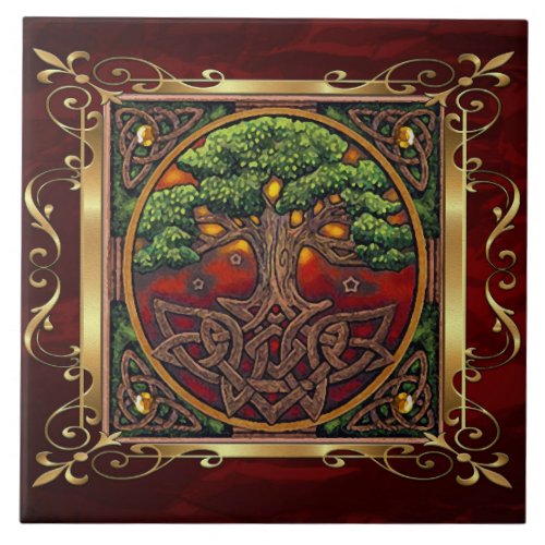 Ruby Red Medieval Witchcraft Ritual Alter Offering Ceramic Tile