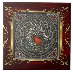 Ruby Red Medieval Witchcraft Ritual Alter Offering Ceramic Tile