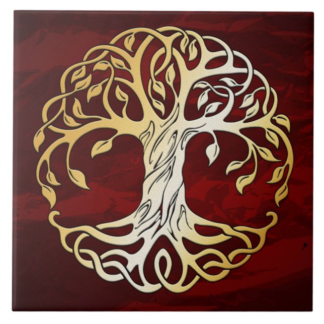 Ruby Red Medieval Witchcraft Ritual Alter Offering Tile (Front)