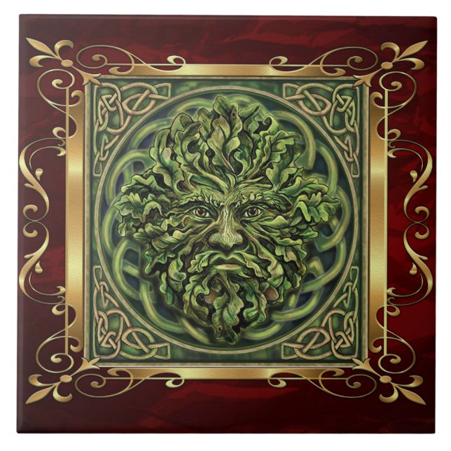 Ruby Red Medieval Witchcraft Ritual Alter Offering Tile (Front)