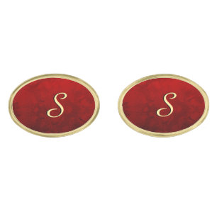 Ruby Red Monogram Design Cufflinks