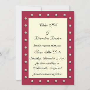 Ruby Red, Off White and Pearls Save The Date