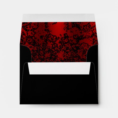 Ruby red on black floral vibrant elegant envelope