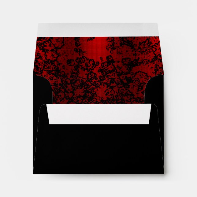 Ruby red on black floral vibrant elegant envelope (Back (Bottom))