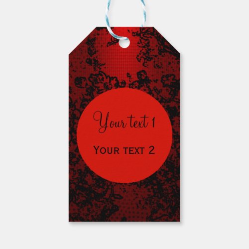 Ruby red on black floral vibrant elegant gift tags