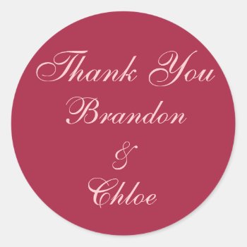 Ruby Red  Pink And Pearls Thank You Sticker by prettyfancyinvites at Zazzle