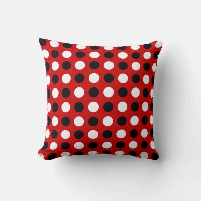 Ruby Red Polka Dots Throw Pillow (Front)
