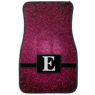 Ruby Red Racer Glitter Modern Monogrammed Classic Car Floor Mat