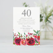 Ruby Red Rose 40th Wedding Anniversary Invitation | Zazzle