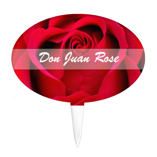 Ruby Red Rose Custom Plant Marker Cake Topper (Front)