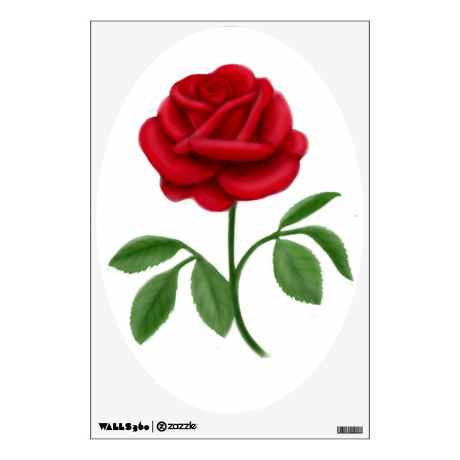 Ruby Red Rose Customizable Wall Decal (Front)