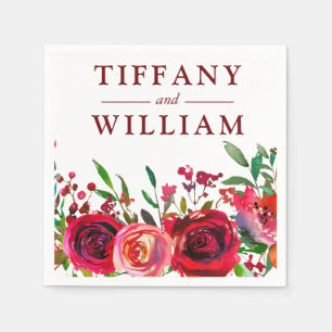 Ruby Red Rose Romantic All Occasions Napkin