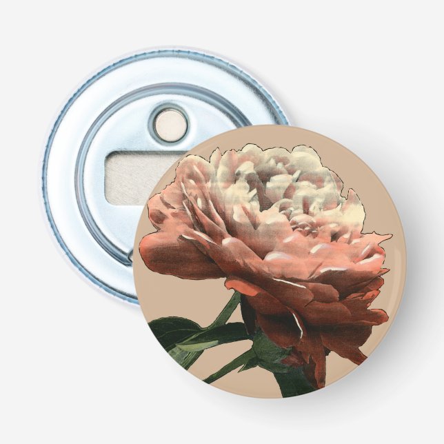 Ruby Red Rose with White Accents Bottle Opener (Front)