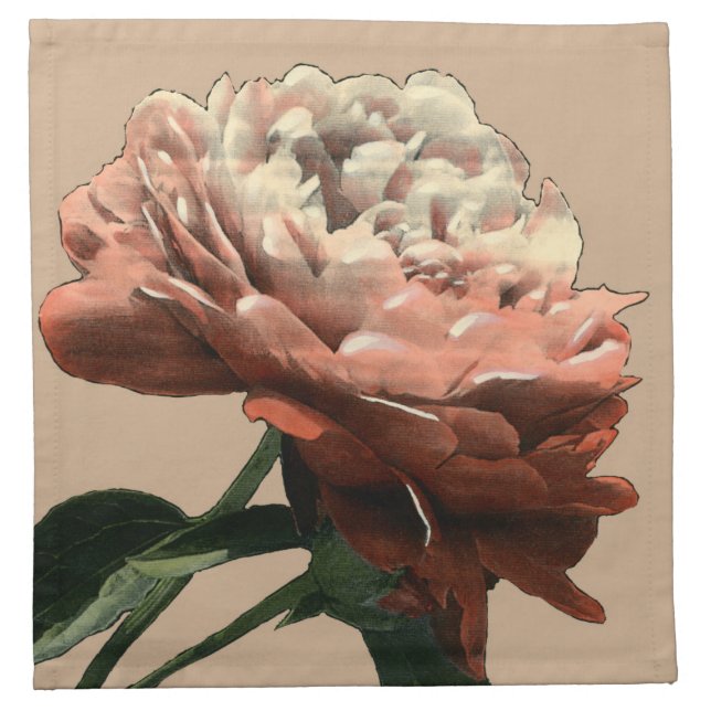 Ruby Red Rose with White Accents Cloth Napkin (Front)