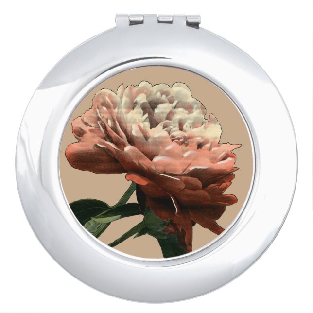 Ruby Red Rose with White Accents Compact Mirror (Front)