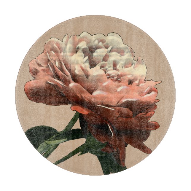 Ruby Red Rose with White Accents Cutting Board (Front)