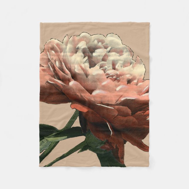 Ruby Red Rose with White Accents Fleece Blanket (Front)