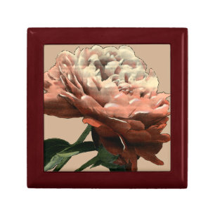 Ruby Red Rose with White Accents Keepsake Box