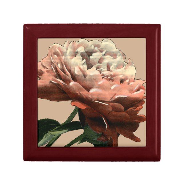 Ruby Red Rose with White Accents Keepsake Box (Front)