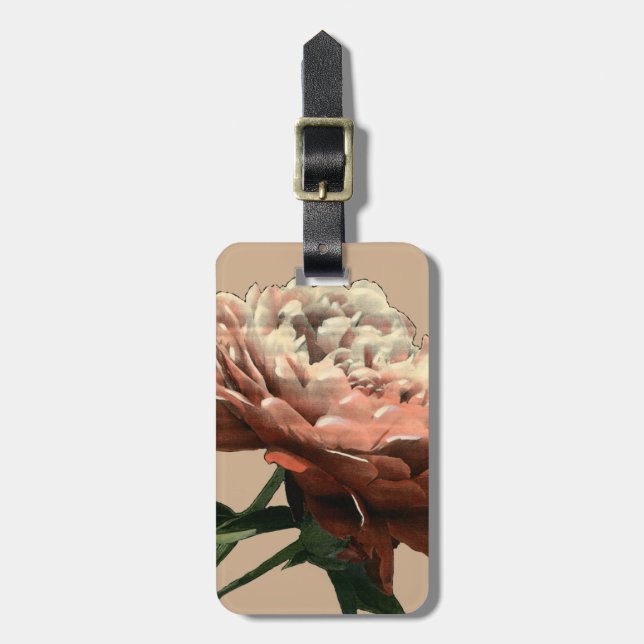 Ruby Red Rose with White Accents Luggage Tag (Front Vertical)