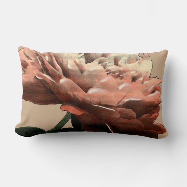 Ruby Red Rose with White Accents Lumbar Pillow (Front)