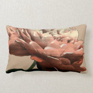 Ruby Red Rose with White Accents Lumbar Pillow