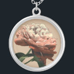 Ruby Red Rose with White Accents Silver Plated Necklace<br><div class="desc">A Chariklia Zarris original,  this ruby red rose stretches toward a light illuminating its petals. Is it the sun shining on the rose,  or an artificial light? A great piece with which to start your art collection!</div>