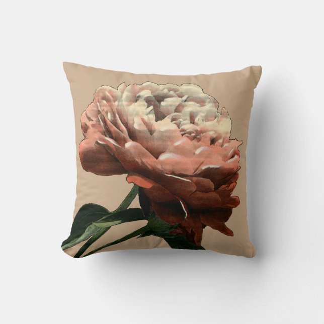 Ruby Red Rose with White Accents Throw Pillow (Front)