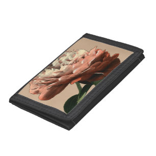 Ruby Red Rose with White Accents Tri-fold Wallet
