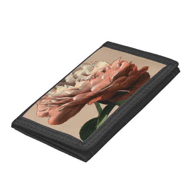 Ruby Red Rose with White Accents Tri-fold Wallet (Bottom)