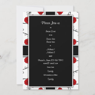 Ruby red roses - wedding invitations customizable