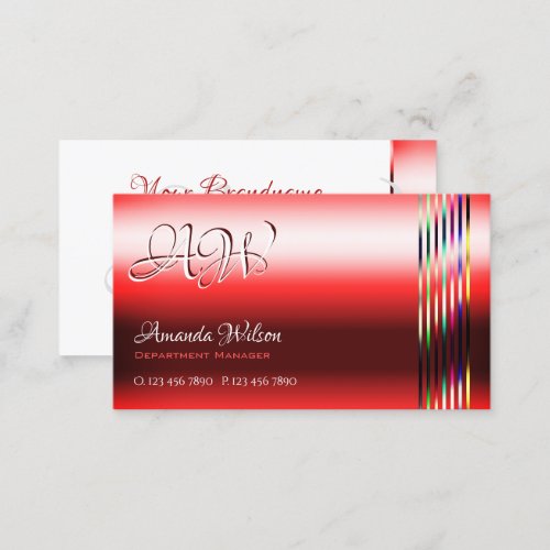 Ruby Red Shimmer Effects Monogram Opening Hours Business Card
