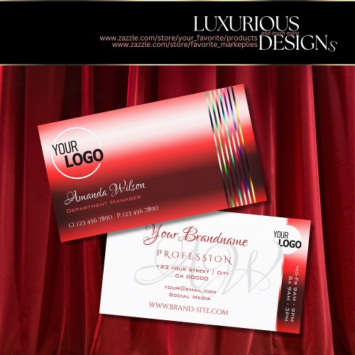 Ruby Red Shimmer Effects Opening Hours add Logo Business Card