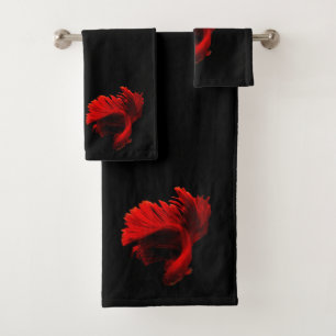 Ruby Red Siamese Fighting Fish Bath Towel Set